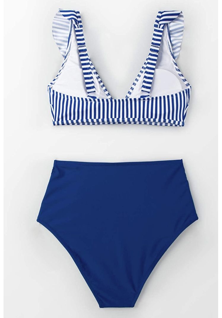 Women's High Waist Bikini Swimsuit Ruffle Print Two Piece Bathing Suit