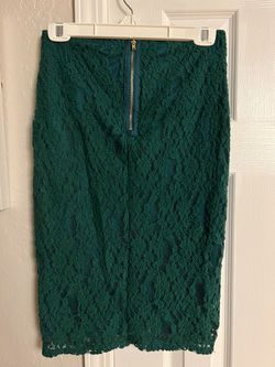 Green Lace Pencil Skirt  Thumbnail