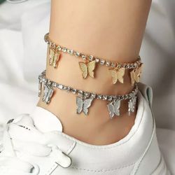 New Butterfly Anklet Tennis Chain Gold Thumbnail