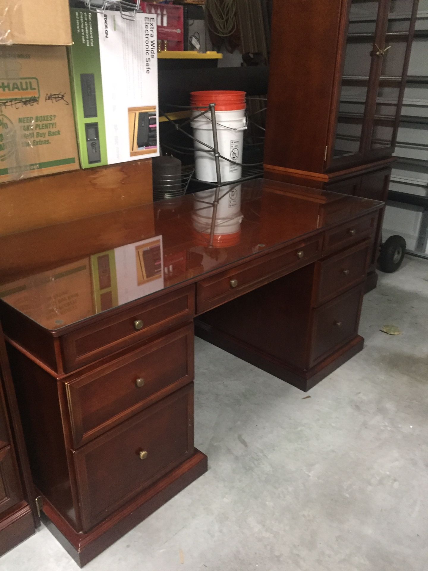Bombay Company Cherry Red Office Desk and 2 for Sale