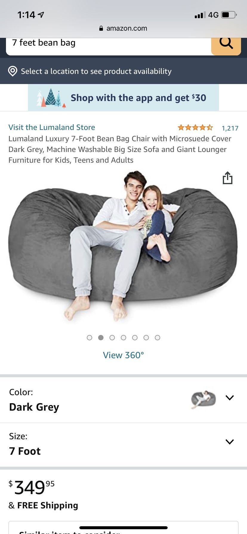 Lumaland 7 Foot Bean Bag Chair