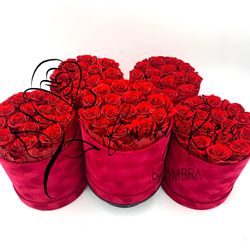 Red roses red velvet Box Eternal Box Roses bucket bouquet Gift Real Preserved Flowers Anniversary Birthday Present Luxury immortal roses Thumbnail