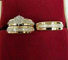14k Solid Gold Wedding Rings Set.  Free Sizing.  599$ And Up.  We Finance  Thumbnail