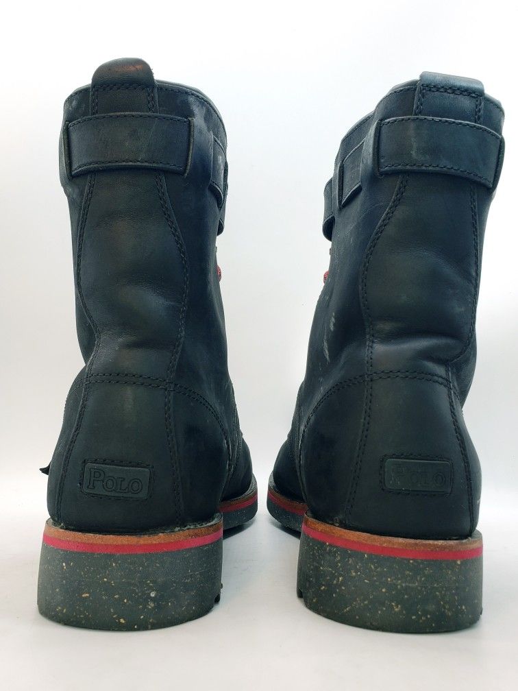 POLO Mens 'Maurice' Black/Red Nubuck Leather Ranger Boots Size 13 D Trail Shoes