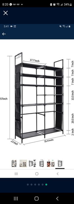 Shoe Rack Storage Organizer 11 Tiers Tall Boot Shelf Non-Woven Fabric Shoes Holder Racks Shelves for Closet Entryway Bedroom 24 28 Pairs Black Thumbnail