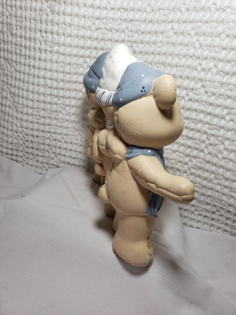 Ceramic Teddy bear trio . Good condition and smoke free home. Measures 8 3/4" T X 9 3/4" L