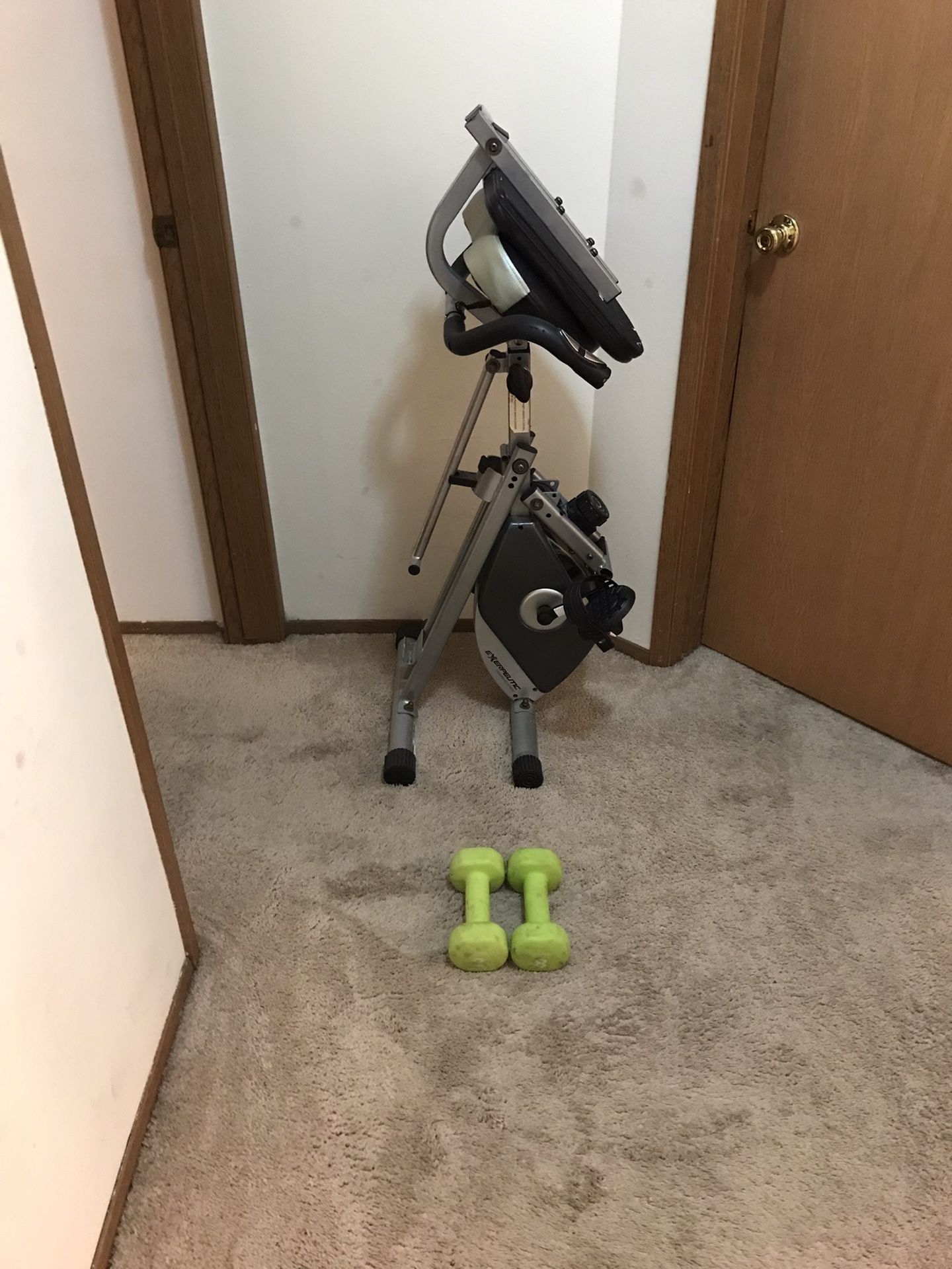 Folding Recumbent Bike + Pair of 8 LB Dumbbells