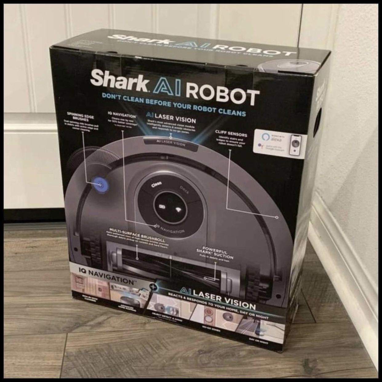 Shark Ai Robot Vacuum with IQ Navigation Mapping, Laser Vision. Floor and Carpet. R211 RV2011 roomba