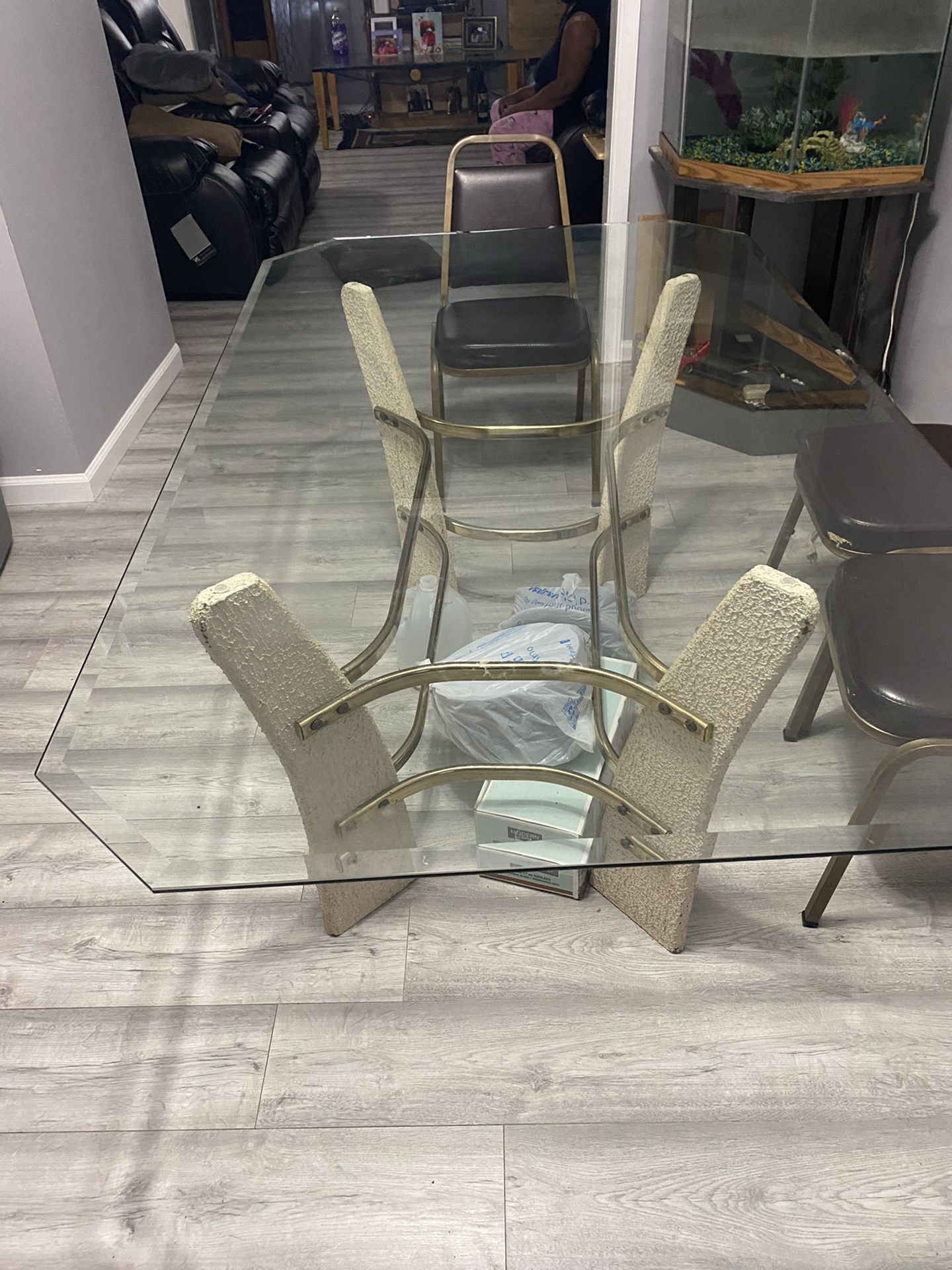 6ft Glass Table $75