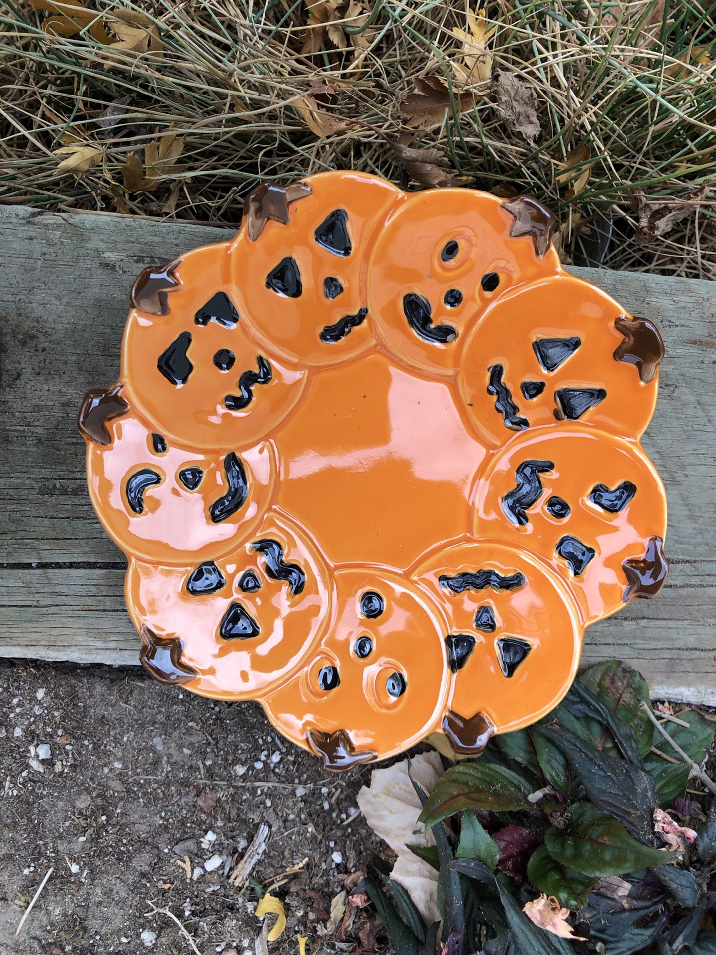 Halloween plate, candles and ice cube package