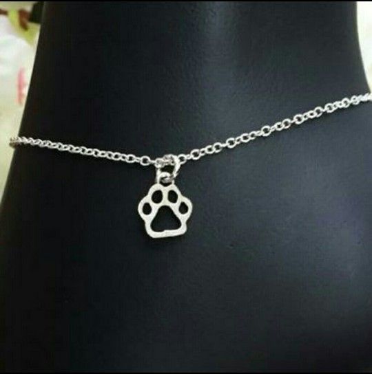 New Anklet Paw Print Ankle Bracelet Silver Tone