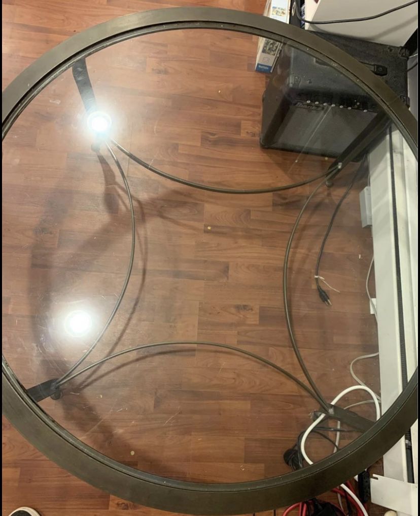 metal frame glass coffee table 