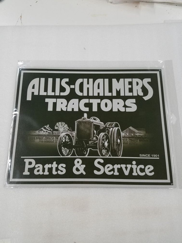 Allis Chalmers farm tractor parts service metal sign