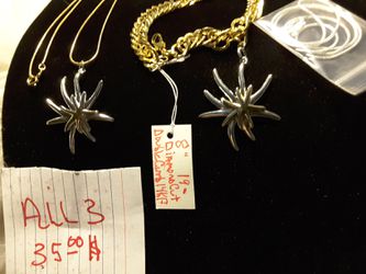 A Set of Starburst Necklace & Braclete & Chain 35$ Thumbnail