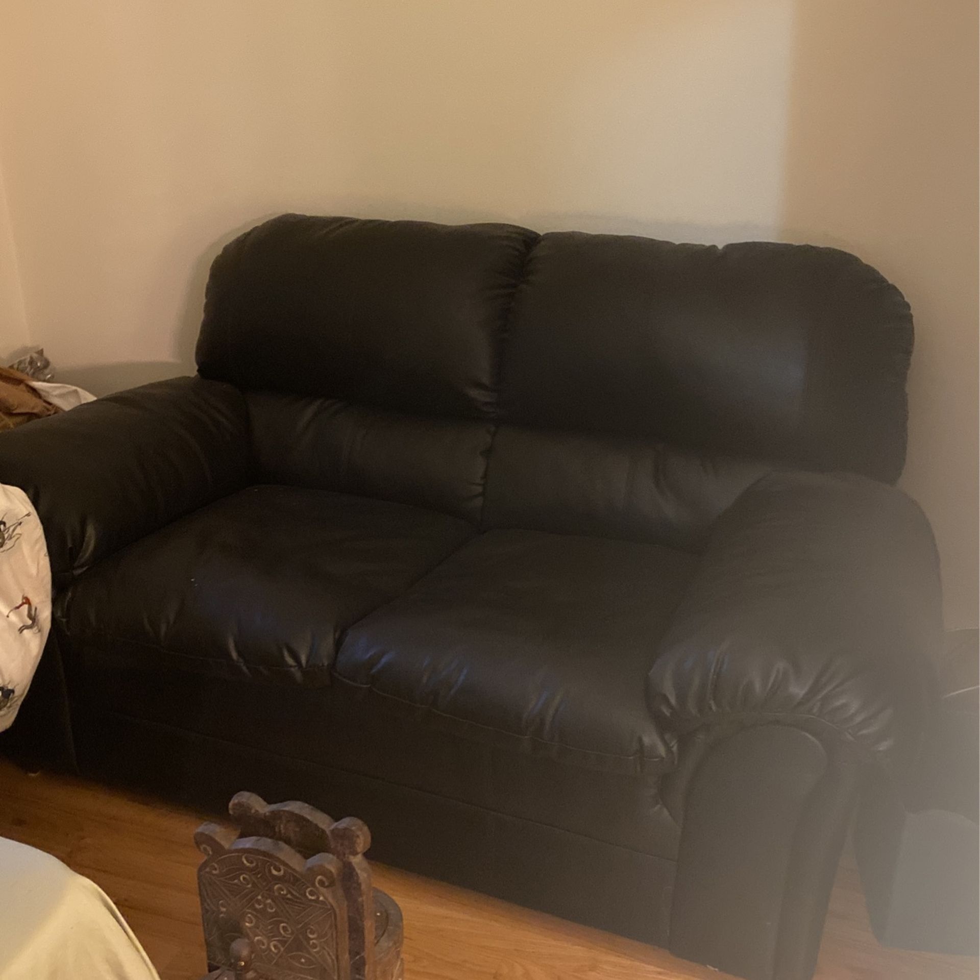 faux black leather couch