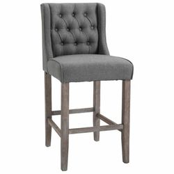 Tufted Wingback Counter Height Bar Stool Dining Chair Set of 2 - Grey Thumbnail