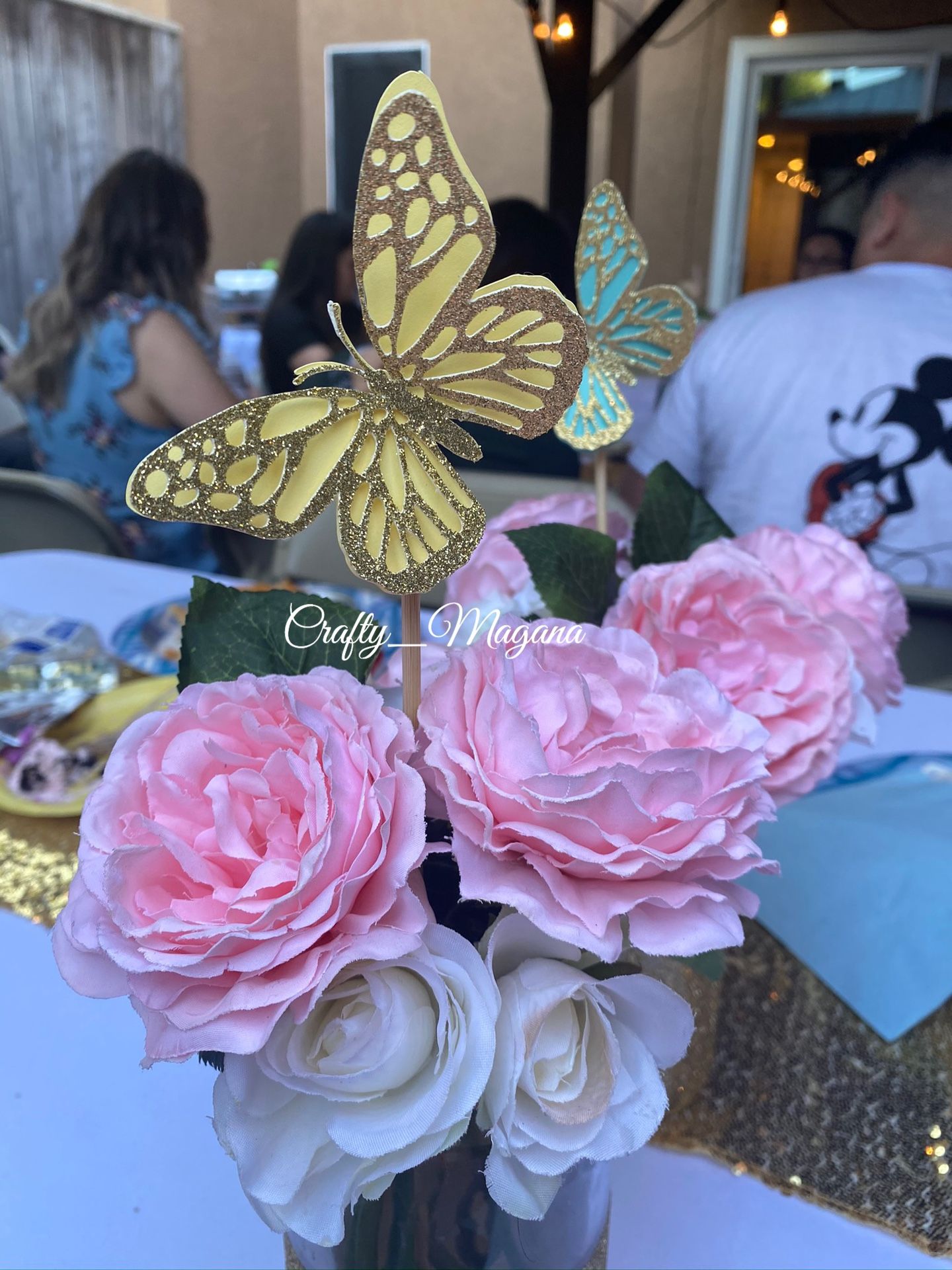 Name cutout,butterflies and cake topper