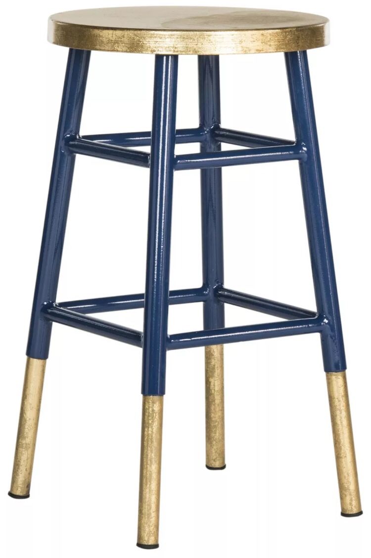 Safavieh Home Collection Emery Navy and Dipped Gold Leaf 24-inch Counter Stool