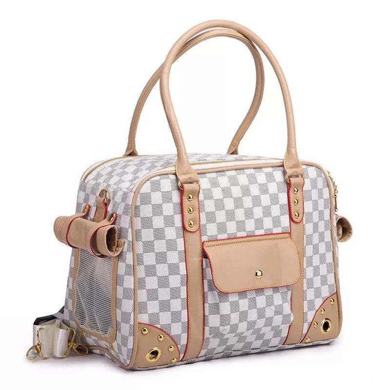 Dog Carrier Bag Checkered Pet Cat Pocket Travel Bag