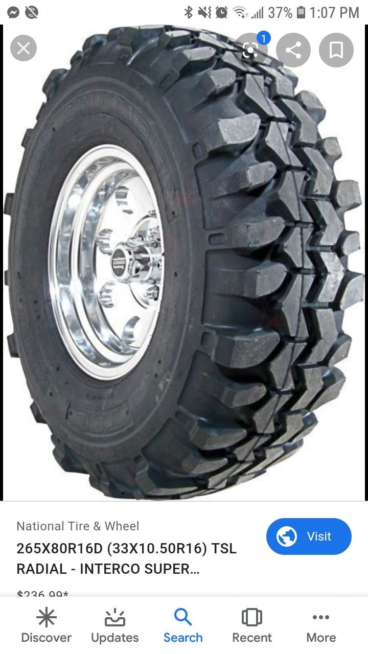 2 tsl 33inch tires used on 16inch chevy 8 bolts