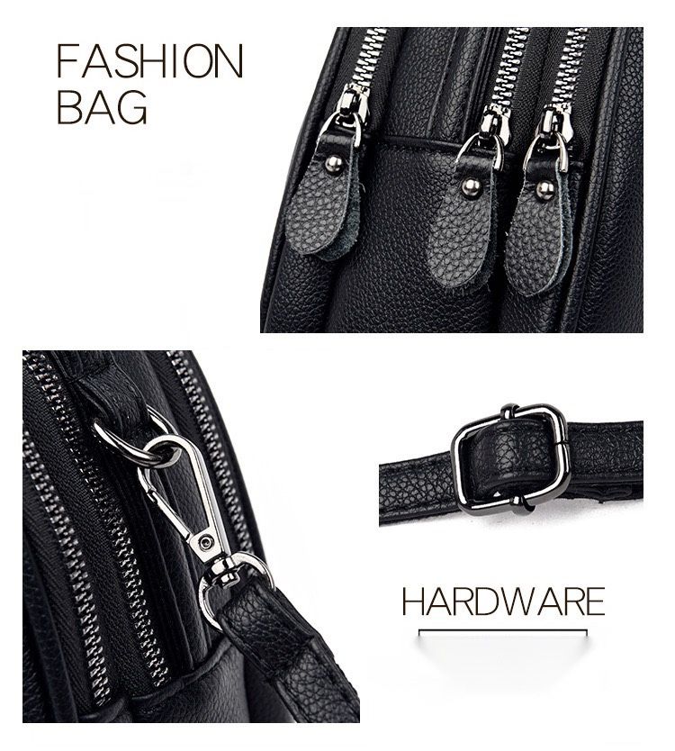 Brand new genuine leather small bag all-match three-layer shoulder bag
