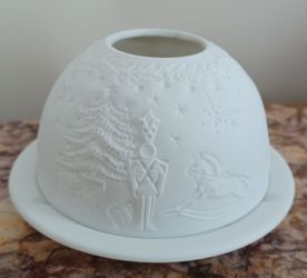 Candle Holder Christmas Scenes From Marshall Field's Bernardaud Limoges France Thumbnail