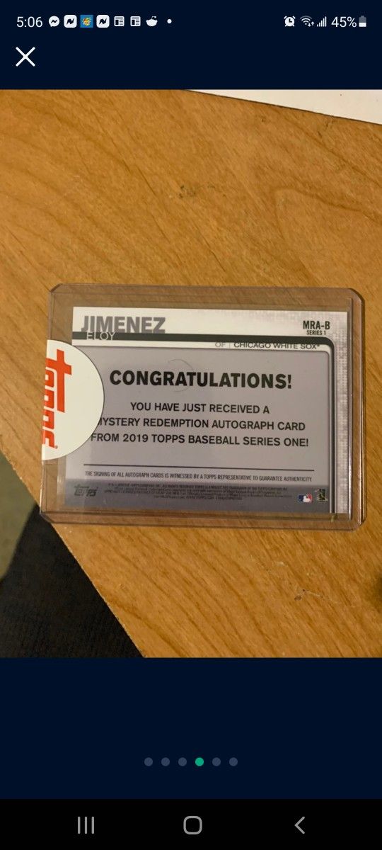 2019 Topps Series 1 Eloy Jimenez RC AUTO, Rookie Of The YEAR!
