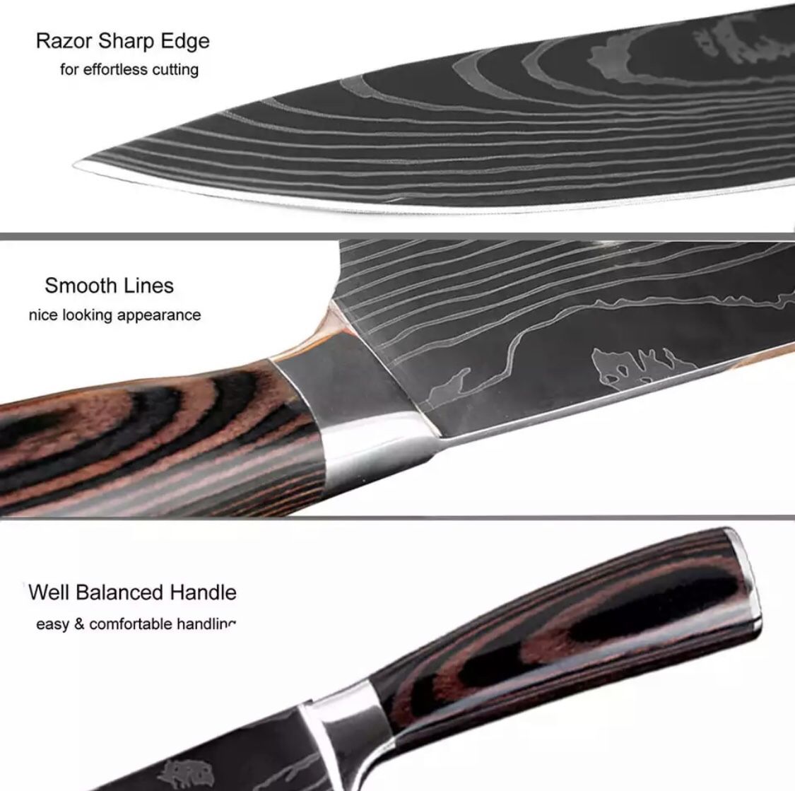 Stainless Steel Santoku Kitchen Laser Damascus Professional Chef Knife Japanese