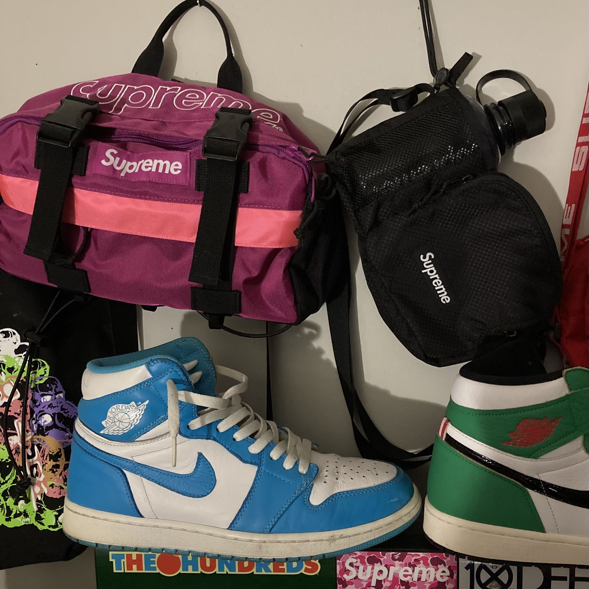 Supreme Waist Shoulder Bags Black Red