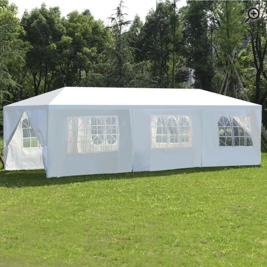 10'x30' White Gazebo Wedding Party Tent Canopy With 6 Windows 2 Sidewalls- 8. For Sale
