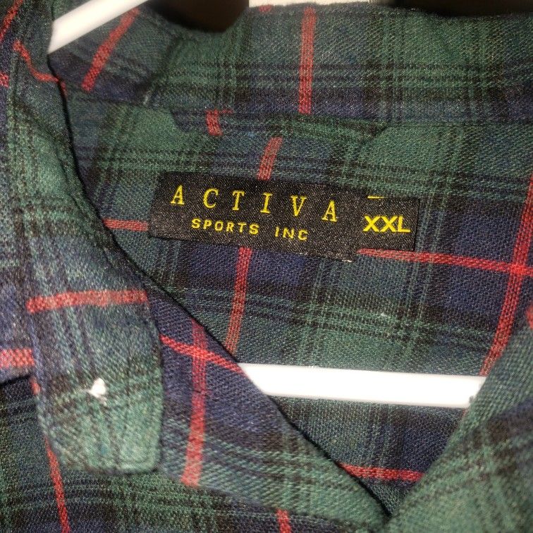 Activa Green/navyBluew/White/Red Plaid Flannel Shirt Size XXLarge