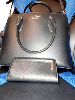 Beautiful  Black/baby Blue Kate Spade Handbag & Wallet Thumbnail
