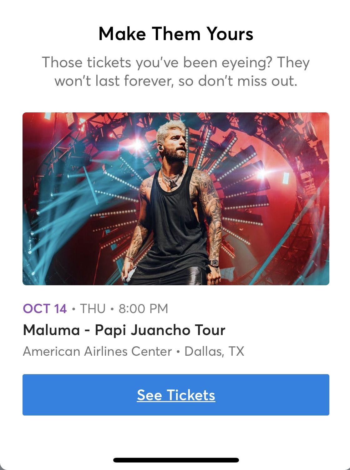 Maluma Tickets 4 Tickets Row A Each 120