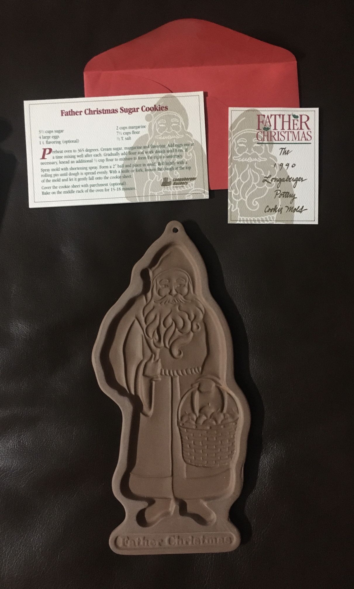 Longaberger 1990 Pottery Father Christmas Cookie Mold
