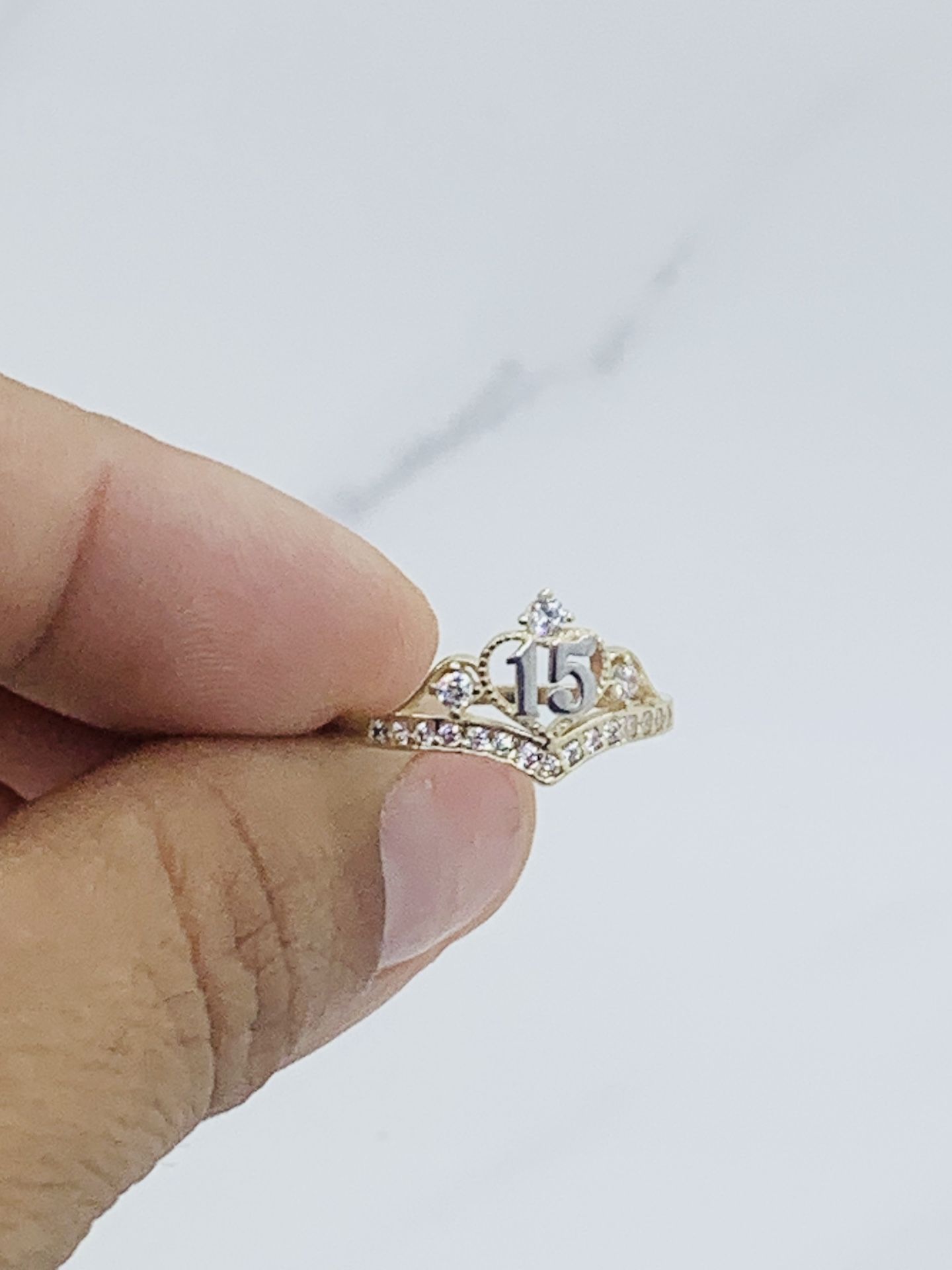 10k Gold Ring Sweet 15 Crown Tiara - Anillo En Oro De 10k Corona