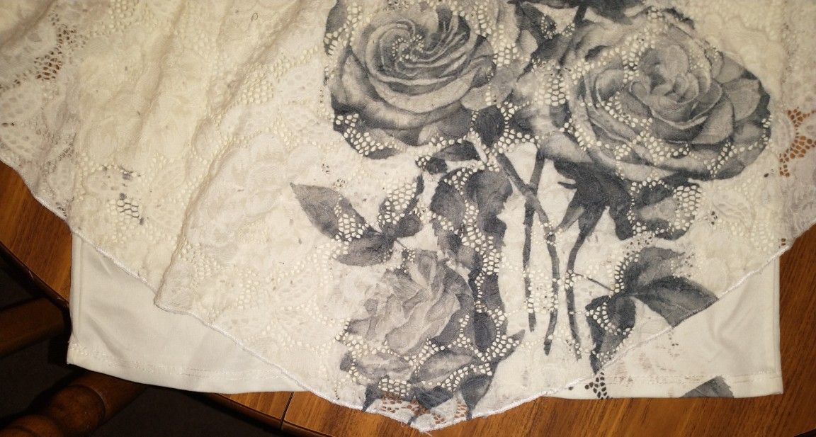 Brittany Black Roses And Lace Poncho Style Blouse