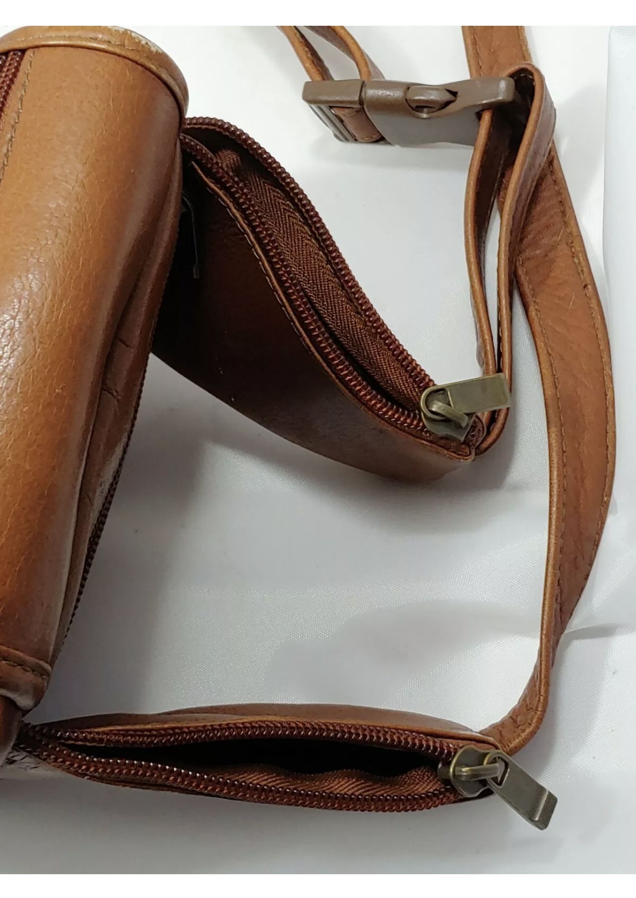 Fanny Pack Genuine Columbian Leather Adjustable Belt to 46 Brown Waist Belt Nice