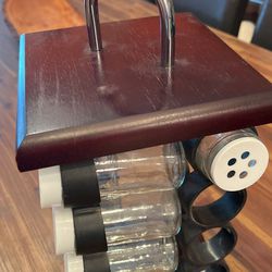 Solid Wood & Chrome Turntable Spice Rack Thumbnail