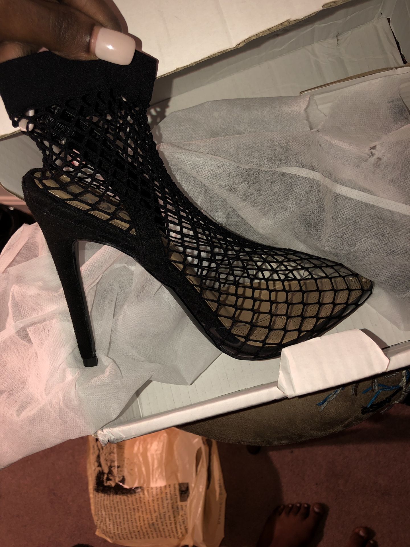 Brand new fishnet heels