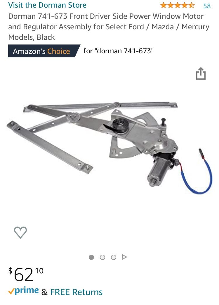 Dorman Front Driver & Passenger Side Power Window Regulator And Motor Assembly