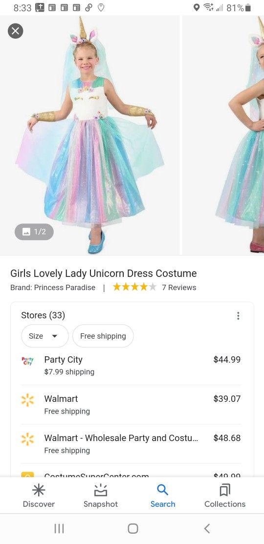 $10. New Girls Lovely Lady Unicorn Dress Costume