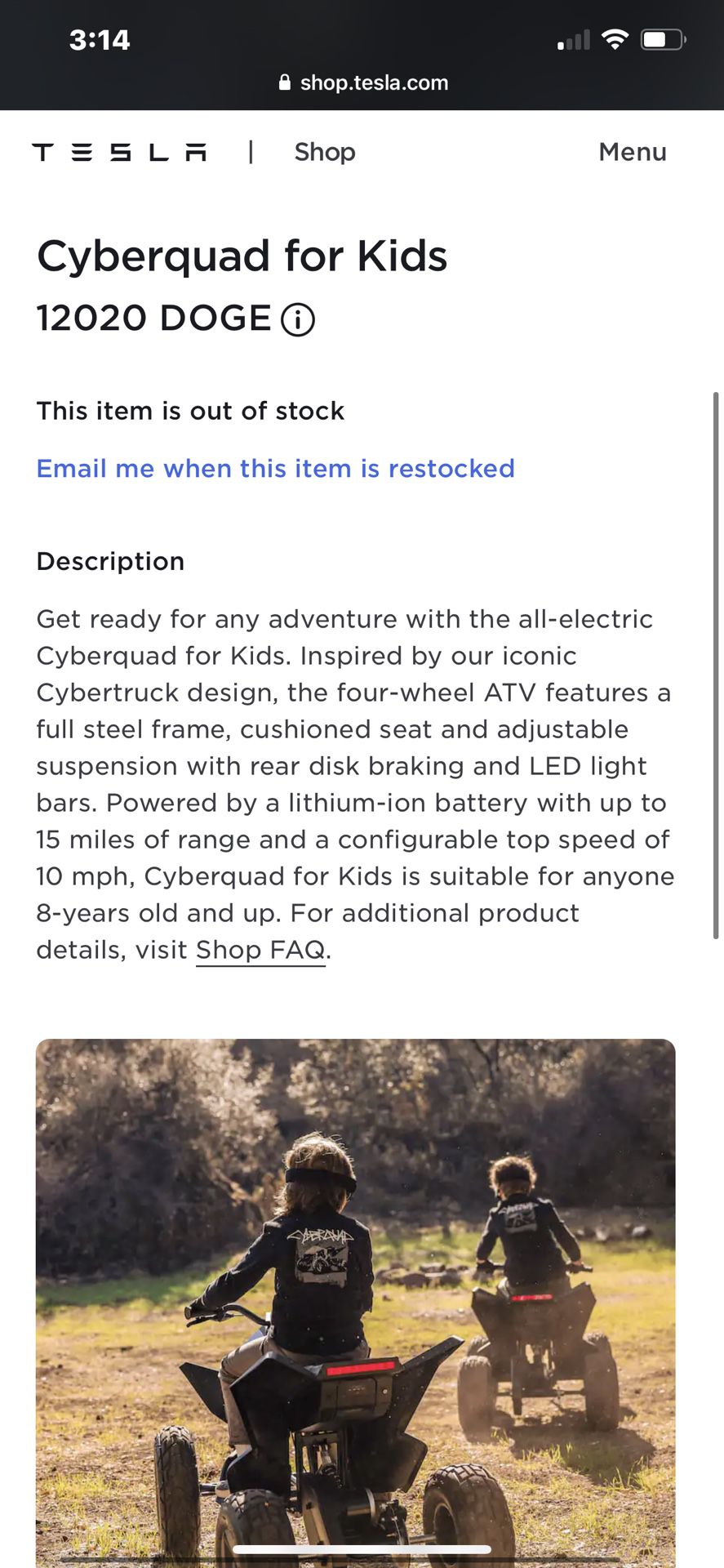 NEW IN BOX SOLD-OUT Tesla kid Cyber Quad 