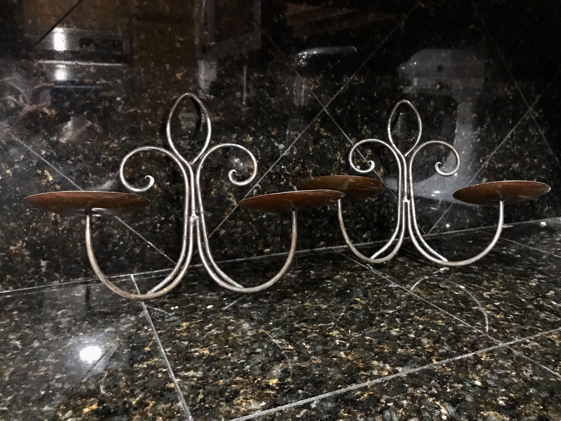 Rustic Iron Wall Hanging Candle Holders