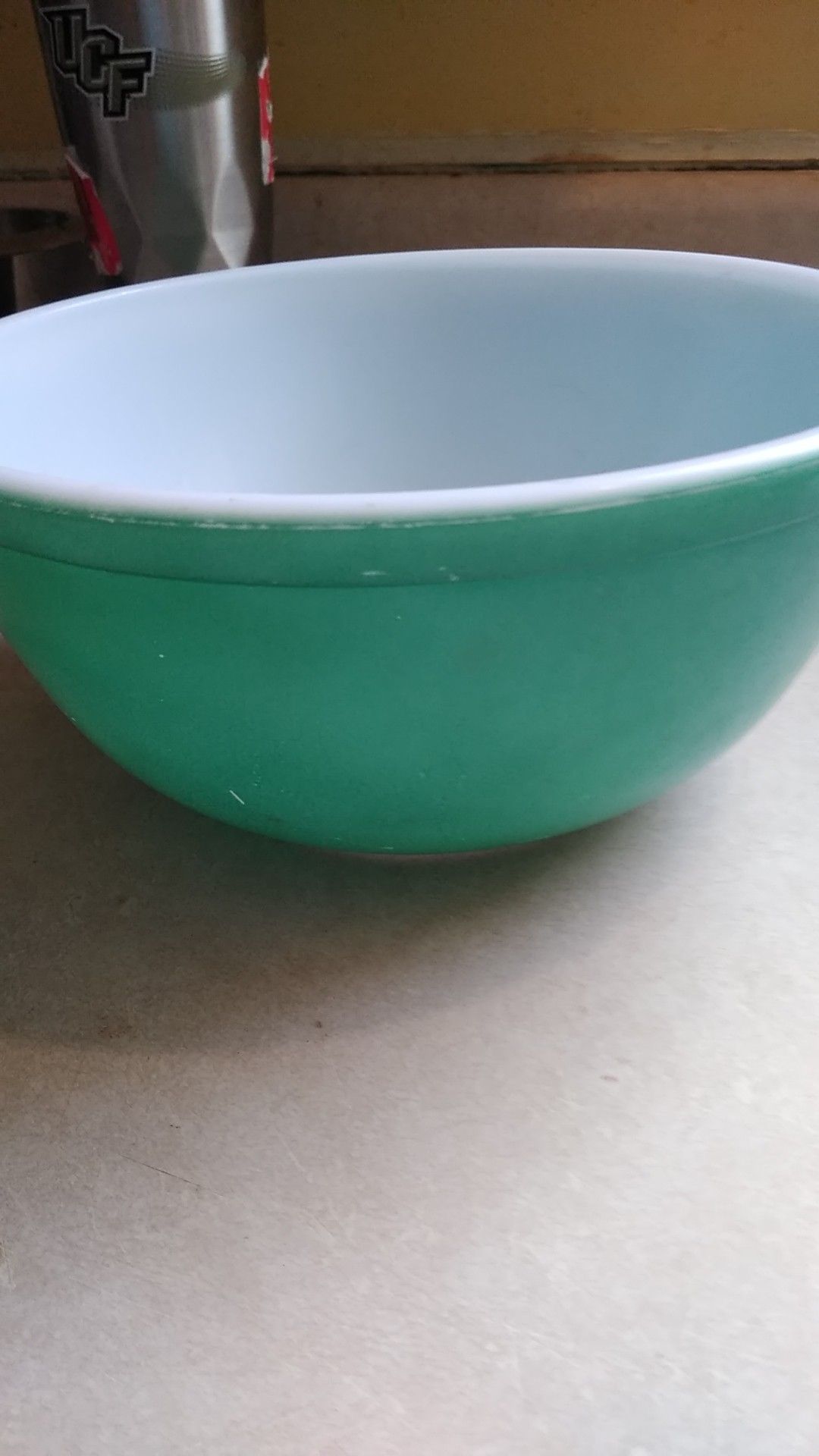 Medium size 403 Pyrex green bowl