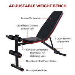 🎉 BRAND NEW Adjustable Weight Bench Workout Bench Sit Up Incline Curved Bench Flat Fly Weight Press Foldable Multi-Purpose Bench with Resistance Band Thumbnail