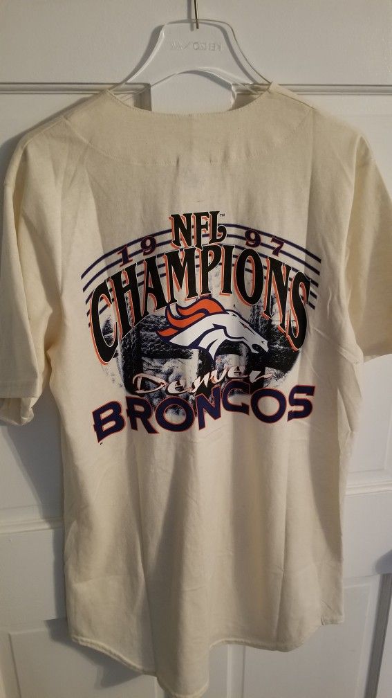 Vintage Majestic Denver Broncos Baseball Shirt Jersey Champions