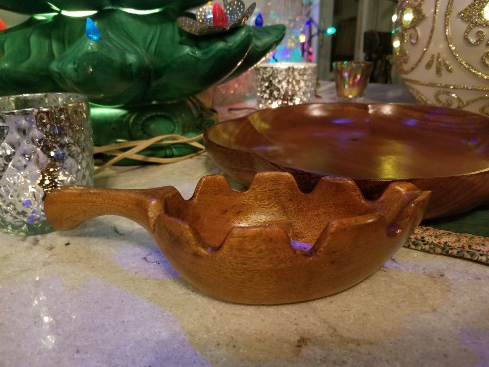 Wood bow, platter, and spoon rest