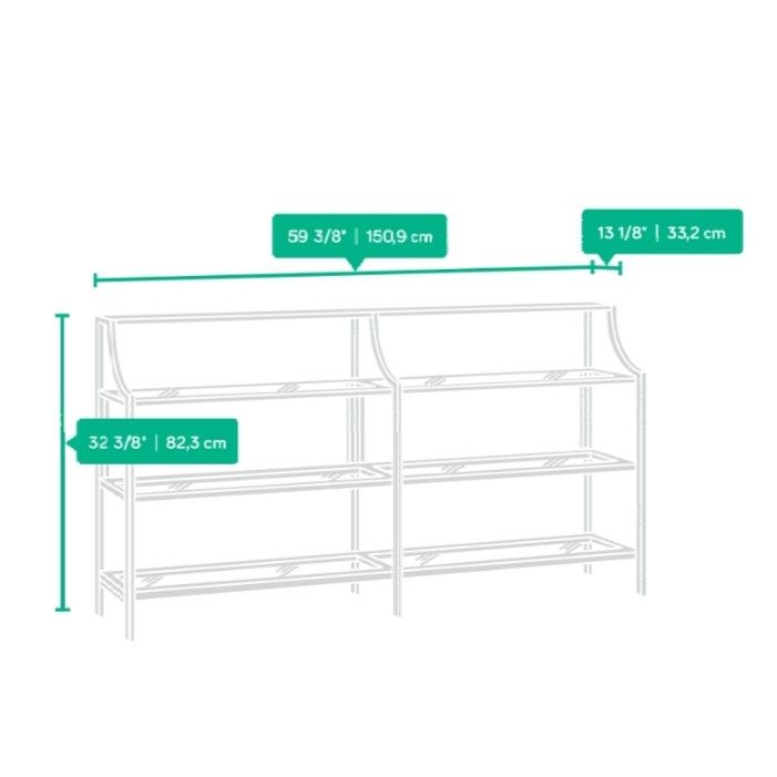 Black Elegant Console Table with multiple Open Shelf Storage Living Room