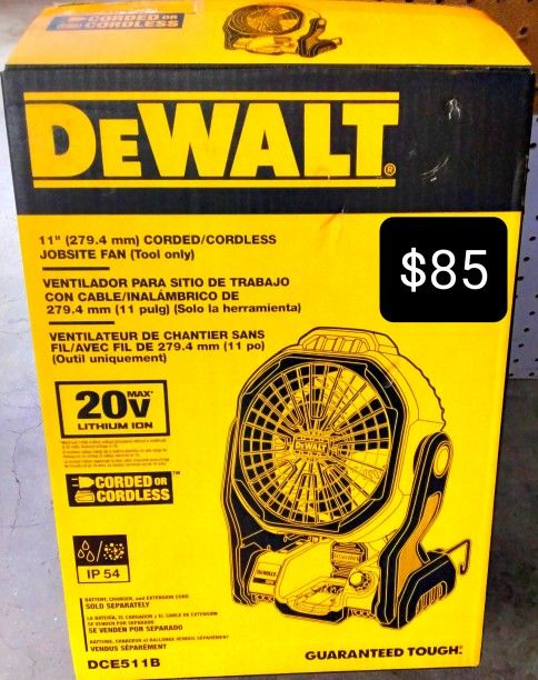DEWALT 20V MAX CORDLESS AND CORDED 11IN JOBSITE FAN ( TOOL-ONLY)