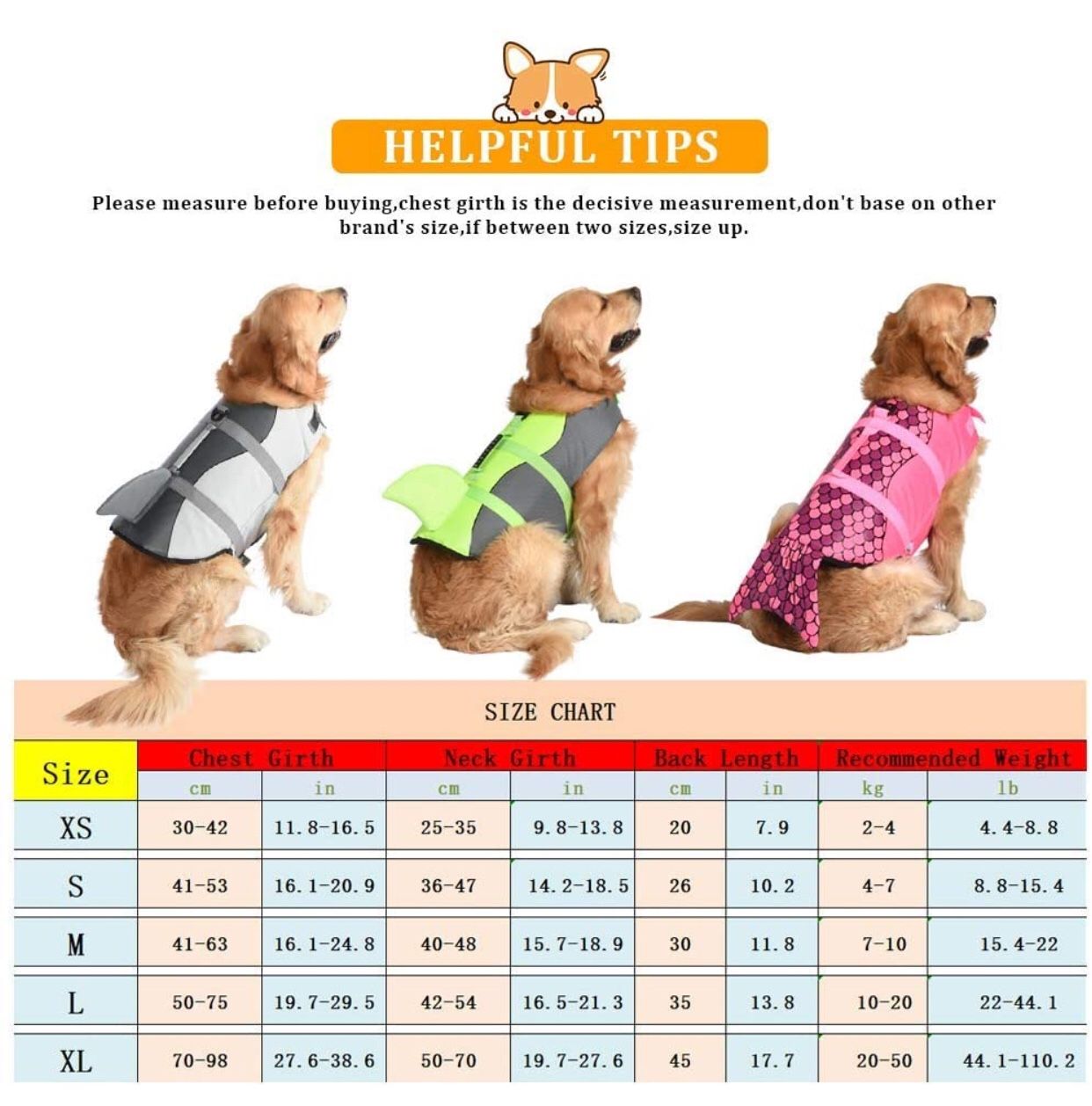 Dog Shark Life, Jacket Dog Life Vest for Swimming, Pet Life Preserver with Rescue Handle, Size L